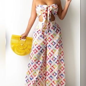 Multicolored Flare Pants Set
